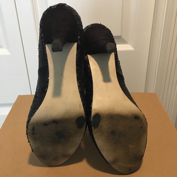 Banana Republic black sequin peep toe heels size 8 - Picture 9 of 14
